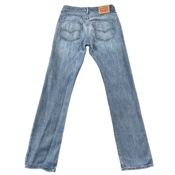 Levis 501 Jeans Mens 29x32 Light Wash Straight Leg Button Fly Denim - Picture 2 of 10